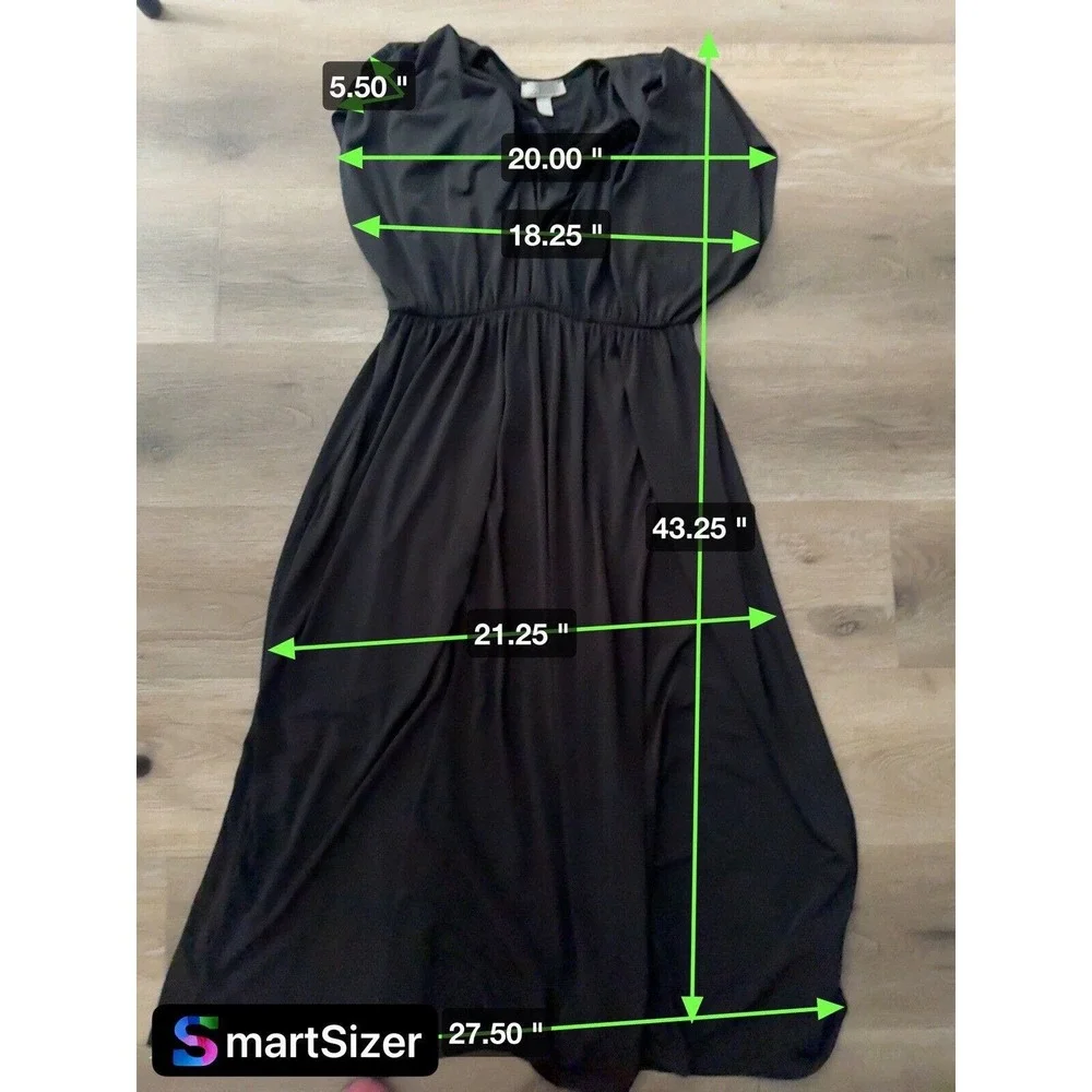 asos Designs Black Basic Plunge Stretchy long Skater‎ Dress size 6